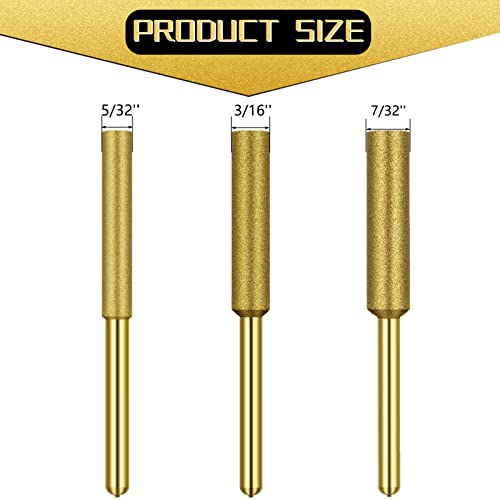 Yunvi 48 Pieces High Hardness Diamond Chainsaw Sharpener-Titanium Plated Burr Stone Mini Chainsaw Sharpening Stone Grinder Tool For Electric, Stone Carvings 16 Pcs Each Size（5/32''，3/16''，7/32''） #TOP1