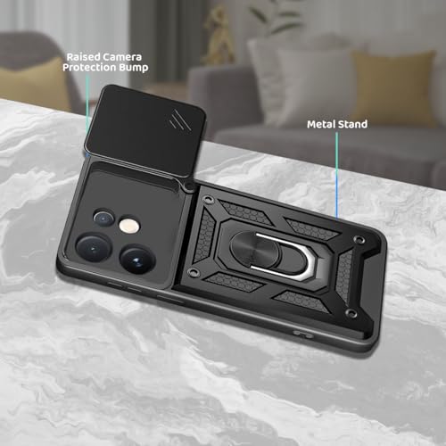 Image of Tough Armor Bumper Back Cover Case for Vivo T4 Pro 5G | Sliding Camera Cover, Kickstand & Ring Holder 360 Degree Protection Back Cover Case for Vivo T4 Pro 5G - Black