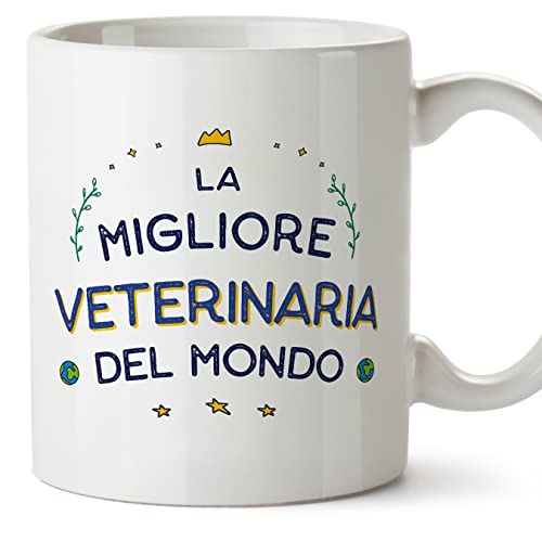 MUGFFINS Tazas para VETERINARIA mujer - En Italiano - Miglior del Mondo - 11 oz / 330 ml - Regalo original y divertido