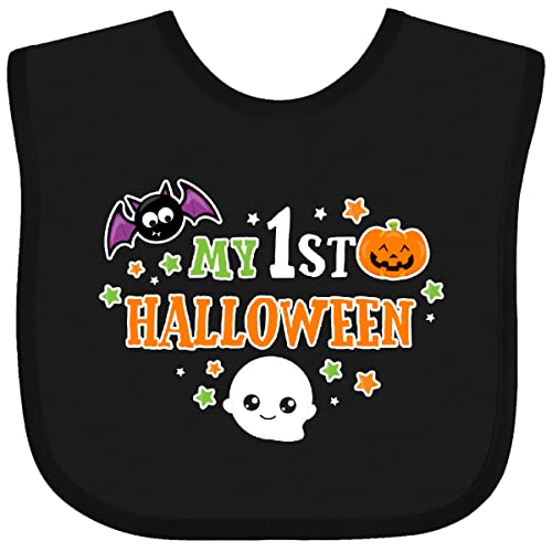 inktastic My 1st Halloween with Bat Ghost Pumpkin and Stars in White Baby Bib