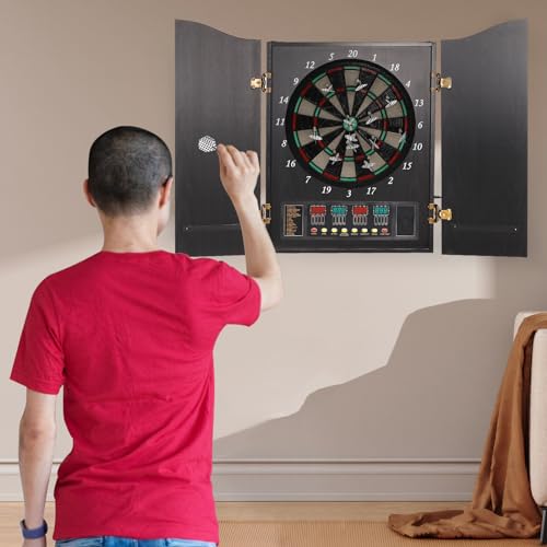 Elektronische Dart-Set Dartboard Dartscheibe 12 Pfeile Dartmaschine, Dartscheibe, Dekoratives Dartscheiben-Schrank-Set für Büros, Gärten, Partyräume – Bild 4
