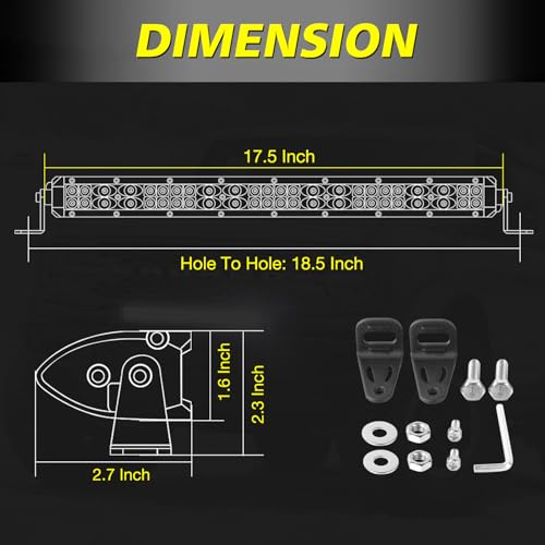 Image of 18 Inch Slim LED Light Bar 144W Spot Flood Combo Off Road Lights