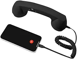 Aparelho de telefone retrô para celular – Design clássico com aderência ergonômica e som claro, receptor de celular com microfone e alto-falante, adequado para pais idosos (Tipo-C) (preto)