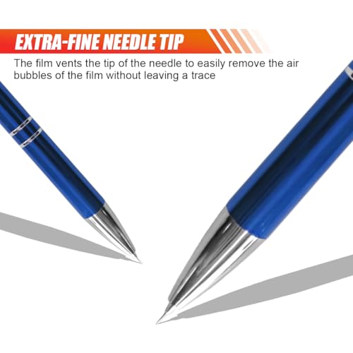 Image of 2PCS Pen Pin Weeding Tools for Vinyl, Stainless Steel Point Quick Air Release Vinyl Weeding Pen, Retractable Vinyl Film Air Release Pen Tip, Tint Tool Vinyl Pin Pen (Blue)