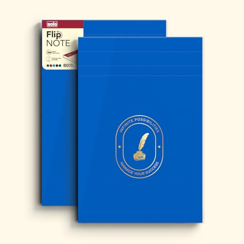 Image of SOLO Flip Note A5 Notepad - Velvet Finish Cover, 80 Sheets Premium Smooth Paper, Soft Touch Journal, Elegant Colors, Ideal for Work, Study & Creative Use (Pack of 2)