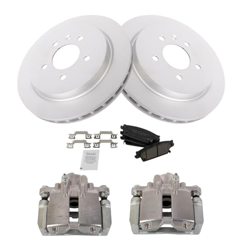 Image of TRQ Rear Brake Pad and Rotor Set Ceramic G Coated Rotors Calipers
