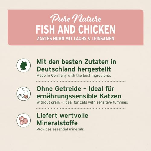 AniForte Fish & Chicken Nassfutter für Katzen 6 x 400 g – Natürliches Katzenfutter nass getreidefrei, viel frisches Lachs & Huhn, Katzennassfutter getreidefrei, Futter für Katzen, Wet cat Food