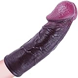 Realistischer schwarzer Silikon-Penis-Sleeve, verdickender Eichel-Vergrößerer für Männer, Erwachsenen-Sextoy für Paare, langanhaltendes Vergnügen, verzögerte Ejakulation, sexuelle Leistungssteigerung