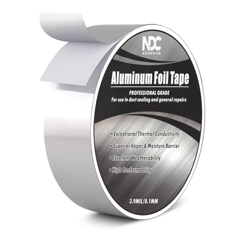 Image of Aluminum Foil Tape, 1.4 inch x 164Ft, Silver | 3.94mil, Heat & UV Resistant, Waterproof for Ductwork Sealing, Dryer Vent, HVAC Air Insulation, Metal Repairs Patching