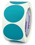 ChromaLabel 2 Inch Round Label Permanent Color Code Dot Stickers, 500 Labels per Roll, Teal