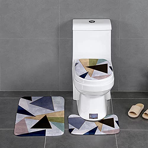 XIAOLI Dickes Flanell-Badematten-Set, WC-Vorleger, U-förmig, Boden-Teppiche im Badezimmer, WC-Fußpolster, rutschfest, waschbar, Deckelbezug (Farbe: Schwarz, 3 Stück, Spezifikation: 60 x 90 cm) – Bild 5