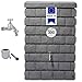Produktbild GARANTIA Rocky Junior Regentonne Set 300 Liter Dark Granite  Wandtank mit Chrom-Auslaufhahn + Fallrohranschluss  Frostsichere Regenwassertank  Wassertonne für Garten  Wasserfass Steinoptik