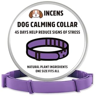 INCENS Il Collare calmante per Cani, Progettato per alleviare l'ansia nei Cani, è Regolabile e Dura 45 Giorni. È Adatto a Cani di Piccola e Grande Taglia ed è Disponibile in Colore Viola - 1 pz.