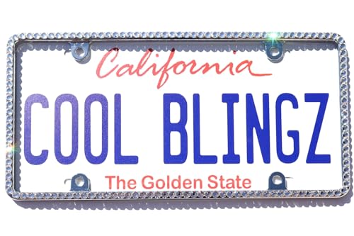 Cool Blingz Thin 1 Row Austrian Crystal Frame (Chrome/Silver)