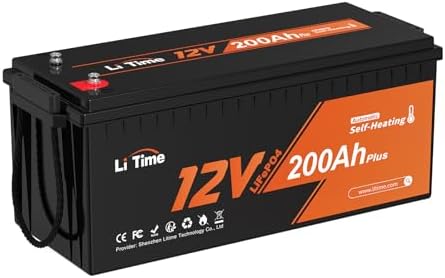 Litime 12V 200Ah Plus LiFePO4 Lithium Battery, Self-Heating & Low Temperature, 2560Wh Energy, Built-in 200A BMS, 4000+ Deep Cycles for RV Home Energy Storage and Off-Grid etc.