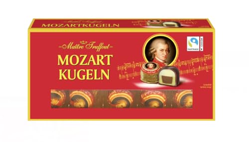 Mozart Balls 200g – Austrian Pralines Filled with Pistachio Marzipan, Hazelnut Praline & Marzipan Cream – Milk & Dark Chocolate Coated – Traditional Austrian Confectionery Gift Box