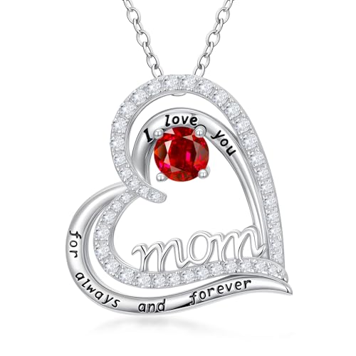 MEIDERBO Mothers Day Birthday Gifts for Women 925 Sterling Silver Mom January Birthstone Necklace Pendant Jewelry Gifts for Mother Nana Grandma Wife