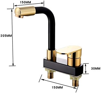 Black & Gold Space Aluminum Basin Mixer, 360° Rotating Dual/Three-Hole Deck-Mounted Tap(Brushed silver)