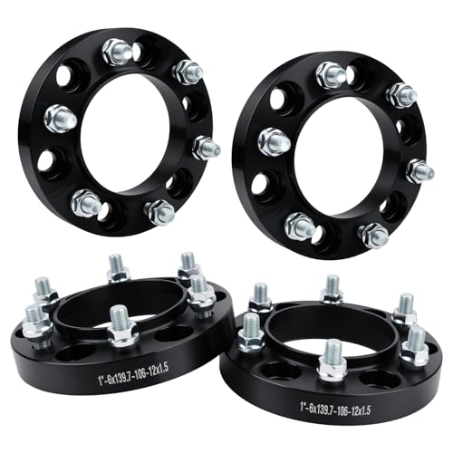 DIKTOKO 4Pcs 1 inch Hubcentric Wheel Spacers PCD 6x5.5 inch Center Bore 106mm with M12x1.5 Studs for 2002-2023 Tacoma