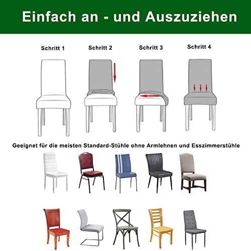 Meision Stuhlhussen 4 oder 6er Set, Abnehmbare waschbar Spandex Stuhlüberzug Stuhlbezug Stretch Universale für Hotel, Zeremonie, Bankett, Restaurant, Zuhause(4er Set, Anthrazit)