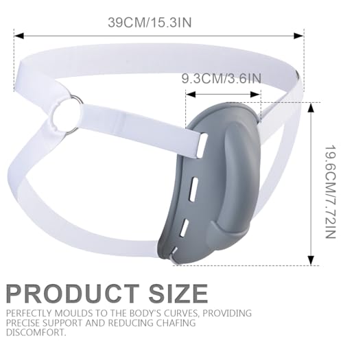 DOERDO DD Underwear Bulge Cup for Men Silicone Foreskin Cover, Stereo Shape Prevent Friction Men Circumcision Cover with Fixing strap, XXL Grey2