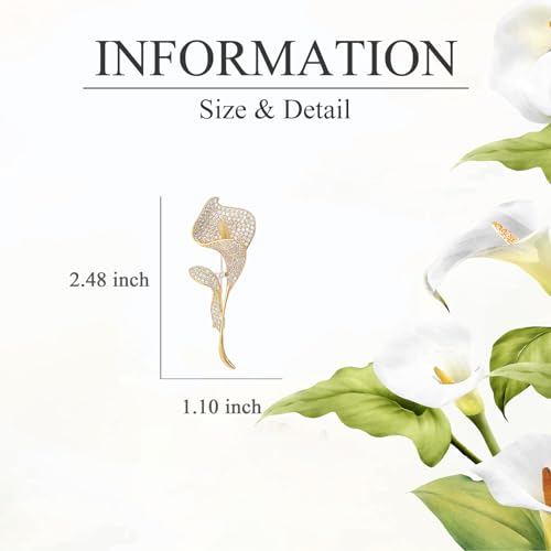 Image of Calla Lily Brooch for Women Girls Rhinestone Brooch Lapel Pin Flower Brooch Hat Pin Jewelry for Her