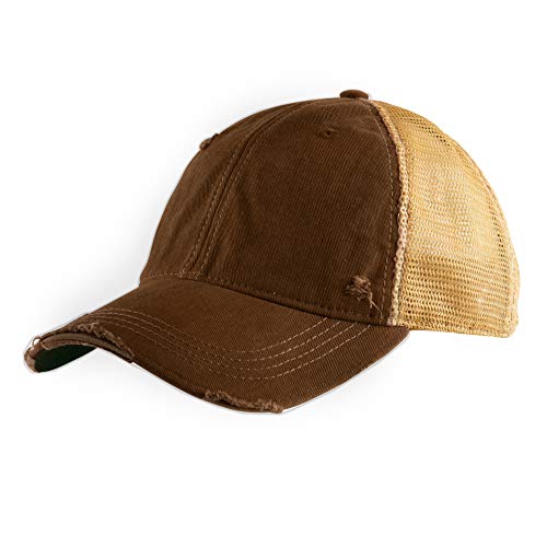 Gritty Bull Vintage Distressed Baseball Cap Unstructured Fit Adjustable Snapback Hat for Men & Women Brown