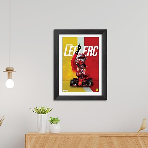 Image of TenorArts Charles Leclerc Poster F1 Driver Posters Formula One Photo Frame Painting with Matt Finish Dark Texture (12 inches x 9inches)