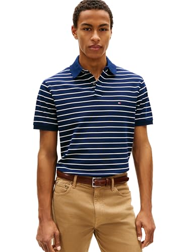 Image of Tommy Hilfiger Men's Short Sleeve Polo Shirts in Classic Fit with Stretch and Organic Pique Cotton