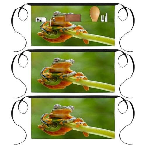 Tablier court de chef lot de 3 avec 3 poches pour cuisine et bistrot