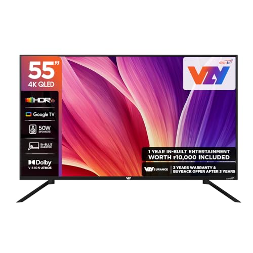 VZY 139 cm (55 Inches) QLED 4K Ultra HD Smart Google TV | 1 Year Watcho & Royale Sports Kids/Family Pack | Dolby Vision-Atmos | HDR10 | Voice Remote | Chromecast | 50W Sound | MEMC (X55UHQG5AV) view 1