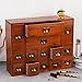 Apothecary Drawers Card Catalog Cabinet with 14 Drawers Wooden Card Catalog Wooden Storage Box for Desktop Organizer (Brown)
