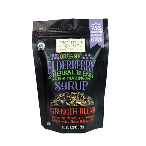 Frontier Co-op Organic Elderberry 4.23 Ounce Bag | Dried Elderberries for Preparing Syrup | Kosher | Perfect for Tea and Herbal Blends