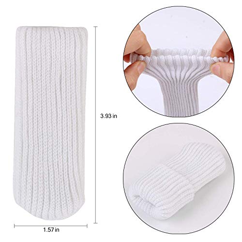 Tekeft 20Pcs Chair Socks, Furniture Leg Feet Wood Floor Protectors Set, Cross Knitted (White) #TOP3