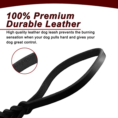 Nordkawa Leather Dog Leash 6Ft X 1/2"- Braided Leather Leash For Dogs, Heavy Duty Dog Leashes With Rotating Clasp, Soft Leather Dog Training Leash For Large, Medium And Small Dogs (Black) #TOP5