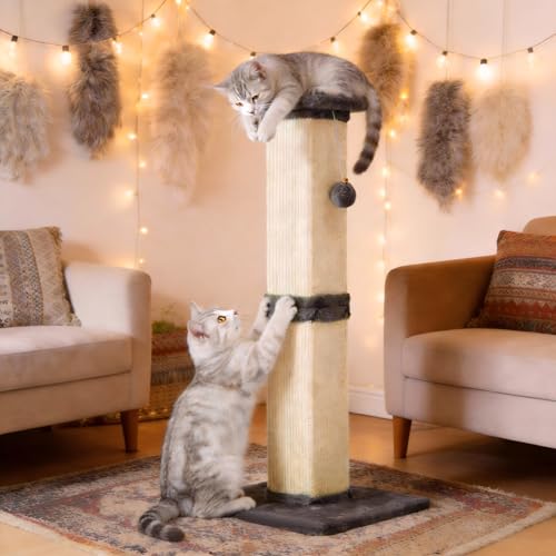 Rascador alto para gato de sisal y madera 32 pulgadas miniatura 1
