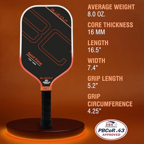Blue Cut Pickleball Paddle – USAPA Approved Pickleball Paddles Racket with T700 Carbon Fiber, 16mm Honeycomb Core, Spin Surface, Pro Power Speed & Control – Includes Carry Bag - image 5