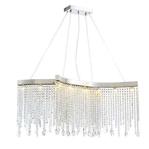NOXARTE Crystal Chandeliers Modern Chrome Raindrop Ceiling Light Tassel Linear Pendant Lighting for Kitchen Island Living Room Lounge Dining Room Chandeliers 39 
