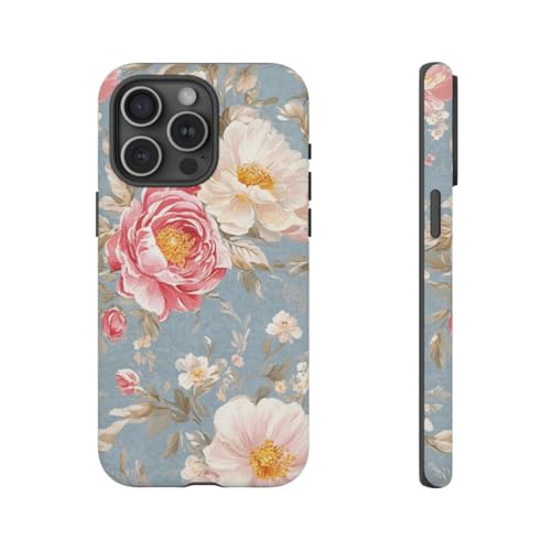 Coque rigide iPhone 15 Pro Max premium à motif floral romantique