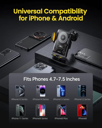 Cargador inalámbrico coche 15W AOHI para iPhone Pro y Android con sensor 7