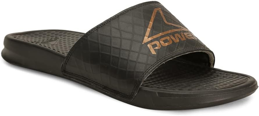 Bata Power Mens Cult Slide Flip Flop Black Slipper, 8 UK