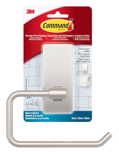Command Toilet Paper Holder Satin Nickel with Water...