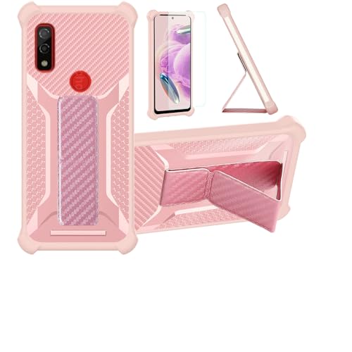 Funda para Fujitsu Arrows We F 51b Fcg01 Funda Carcasa Case Cover [con Protector de Pantalla de Cristal Templado] Híbrida [Soporte Plegable Magnético] [Esmerilado antihuellas] Rosa