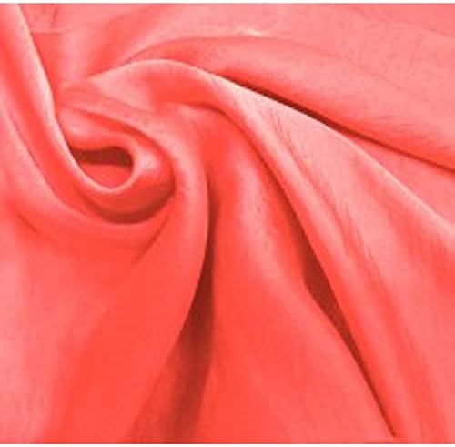 Silky Satin Chiffon Fabric - Reversible Stylish Fabric Style-455 (Coral Neon)