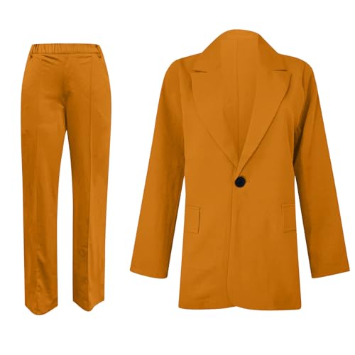 2 Piece Pants Suit for Women Dressy Blazer Set Business Casual Outfits Formal Office Jacket Women Plus Size Pant Suits3
