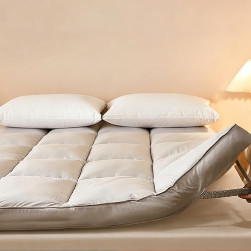 �x�b�h�g�b�p�[ ���� 6cm �ӂ�����_�炩���}�C�N���t�@�C�o�[ ��� �}�b�g���X�p�b�h �Y���h�~�p�S���o���h 4 �{�t���}�b�g���X�g�b�p�[�d������x�b�h�}�b�g���X�̏�ɕ~�������ŐQ�S�n���P(Gray,QUEEN-150*200cm)