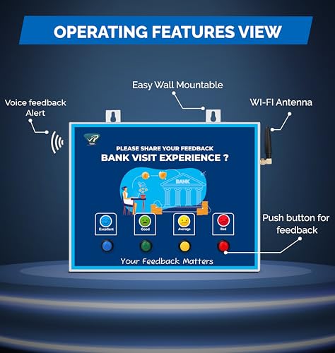 Image of Rely Cure ⇒ VP INDUSTRIES (Lite Model) Bank Visit Feedback Machine with Inbuilt WiFi Hotspot | Smiley Feedback System with Mobile App & Live Reports