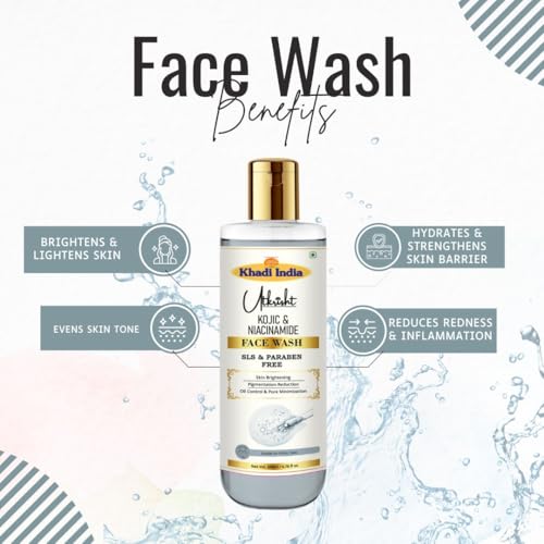 Image of Khadi Kojic & Niacinamide Face Wash 200ml | For Dark Spots, Pigmentation & Blemishes | Cleanses & Brightens Skin | SLS & Paraben Free | All Skin Types | Korean Skin Care for Men & Women