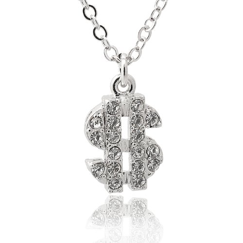 Spinningdaisy Crystal More Money Dollar Sign Necklace