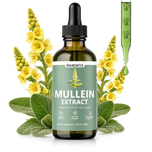 MAMOWYZ Mullein Drops for Lungs with Chlorophyll, Mullein Leaf Extract Liquid Drops, Chlorophyll Liquid Drops Supplement, Herbal Respiratory & Lung Health Support, 4 Fl Oz